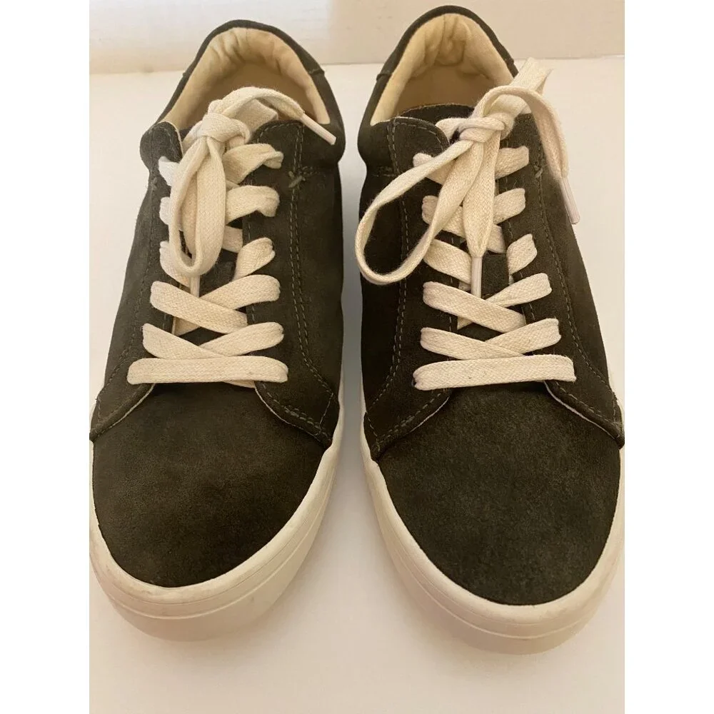 Frye Kerry Suede Sneakers Women 8.5 Fatigue Green Low Top Comfort Trainers Shoes